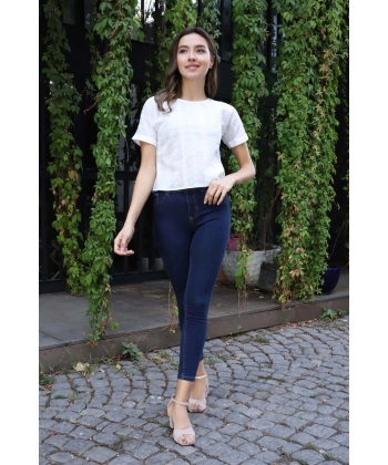 Yüksek Bel Skinny Jean Pantolon  - LACİVERT