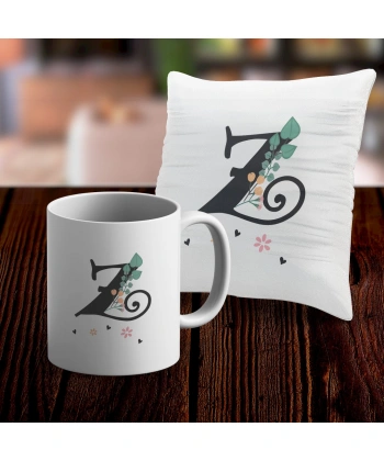 Z Harfi Tasarımlı Kupa ve Yastık Kılıfı Hediye Seti