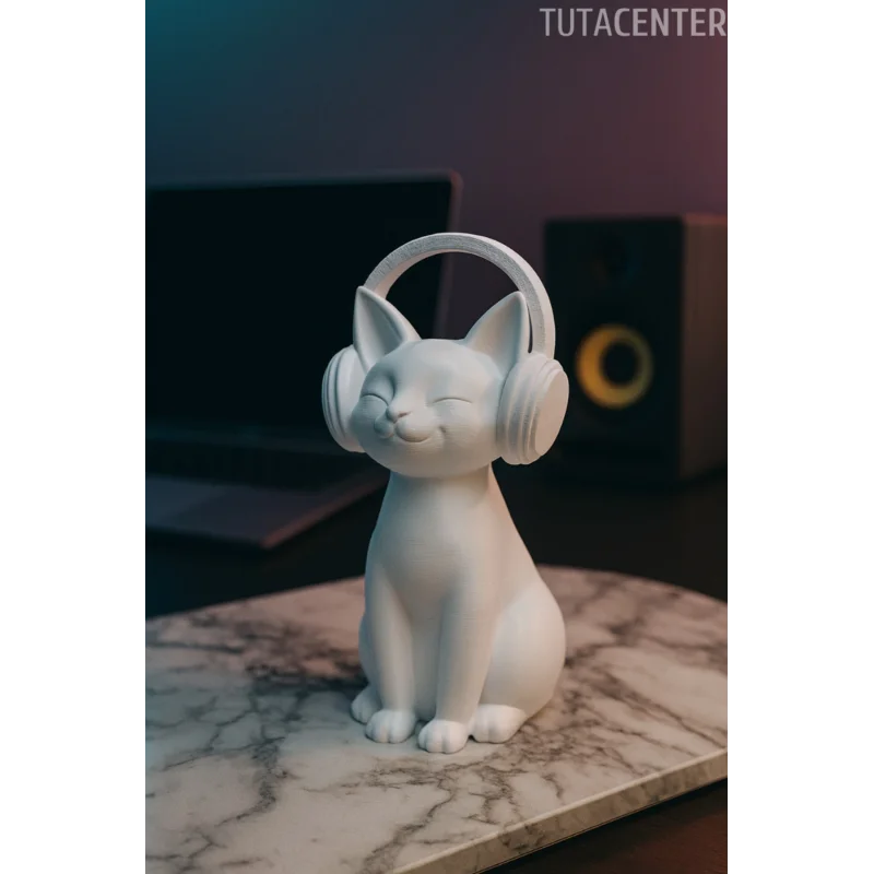 KULAKLIK TAKMIŞ KEDİ BİBLO MODERN BİBLO 15 CM PLASTİK