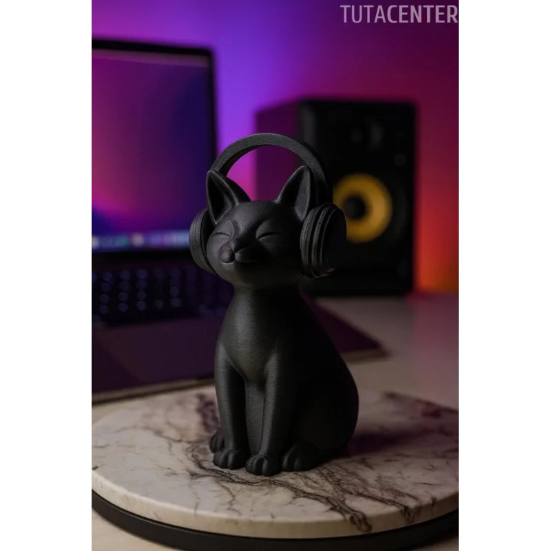 KULAKLIK TAKMIŞ KEDİ BİBLO MODERN BİBLO 15 CM PLASTİK