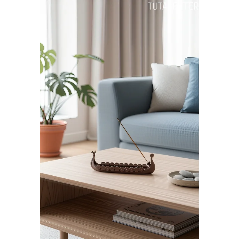 Viking Gemisi Modeli Tütsülük | Dekoratif Plastik Tütsülük | Nordic Tarz Ev Aksesuarı