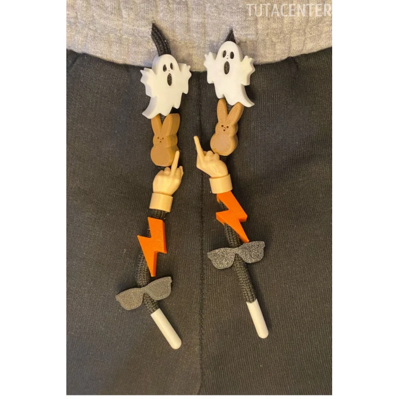 Yıldırım, Hayalet, Gözlük, Orta parmak, Playboy Tavşan Şekilli Bağcık İp Süsü 10 ADET Karışık Set