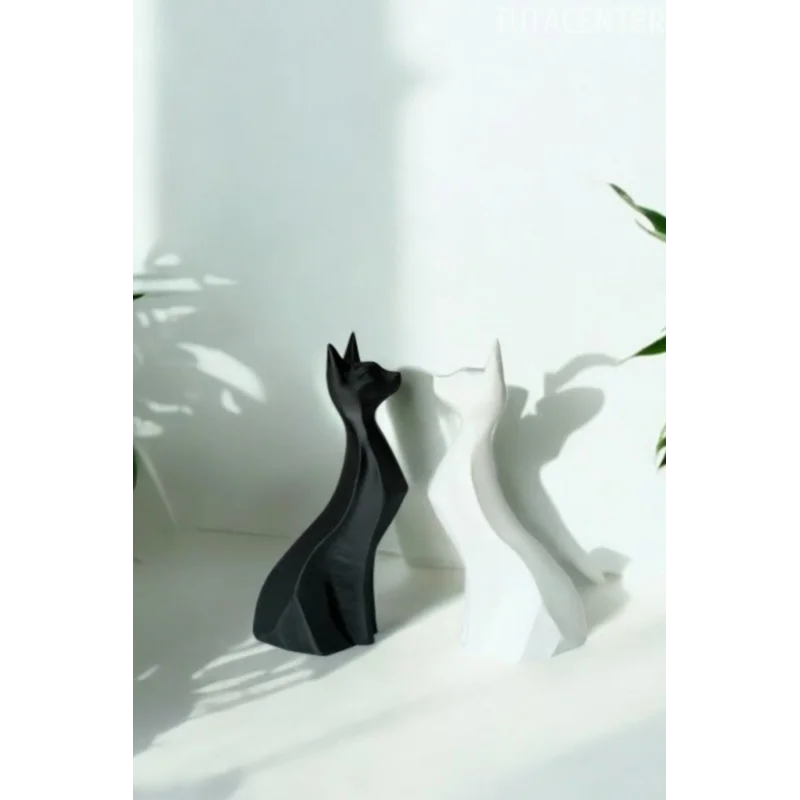 İkili Aşık Kediler Biblo - Dekoratif İkili Kedi Figürü Modern