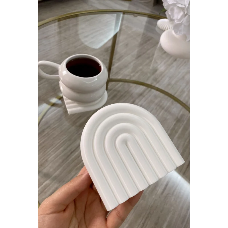 İkili Şık Dekoratif Gökkuşağı Model Yıkanabilir Plastik Bardak Altlığı