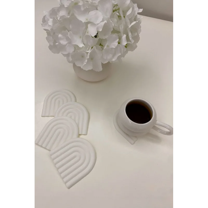 İkili Şık Dekoratif Gökkuşağı Model Yıkanabilir Plastik Bardak Altlığı