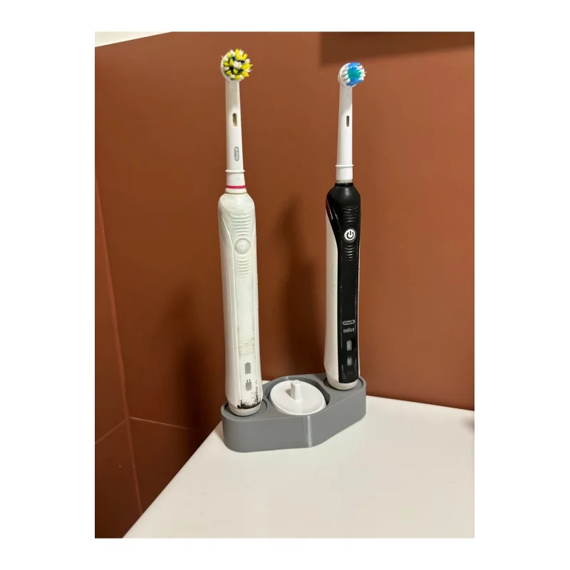 Oral B uyumlu Şarjlı Diş Fırçası Makine ve Şarj Standı (2li) (3d Baskı Siyah Renk)