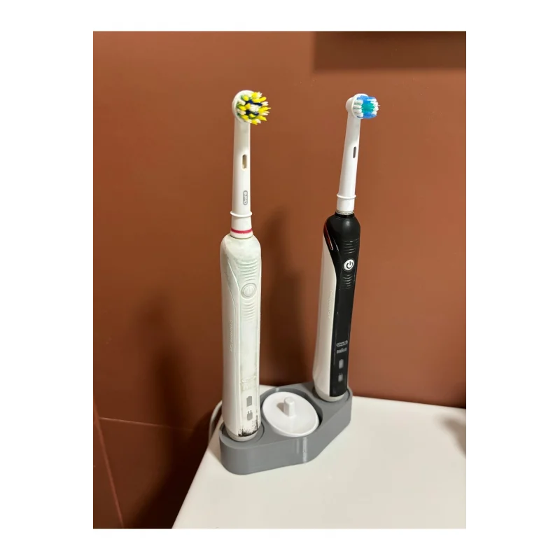 Oral B uyumlu Şarjlı Diş Fırçası Makine ve Şarj Standı (2li) (3d Baskı Siyah Renk)