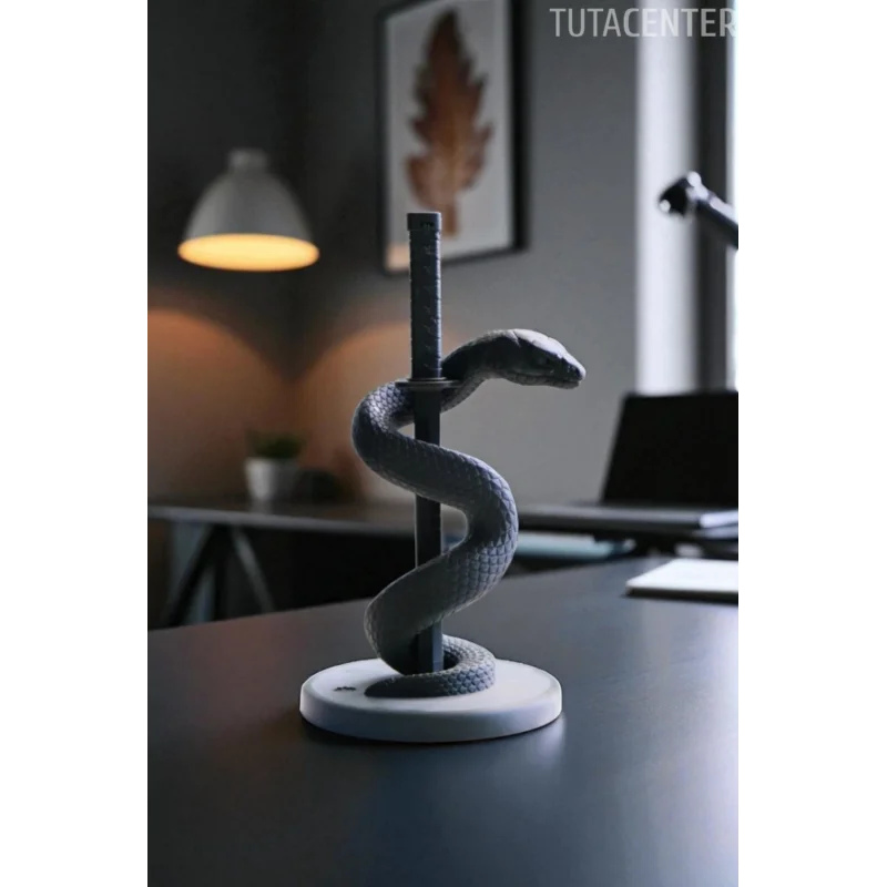 Katanaya Sarılı Yılan Biblosu, Dekoratif Katanaya Sarılı Kobra Aksesuarı 14cm