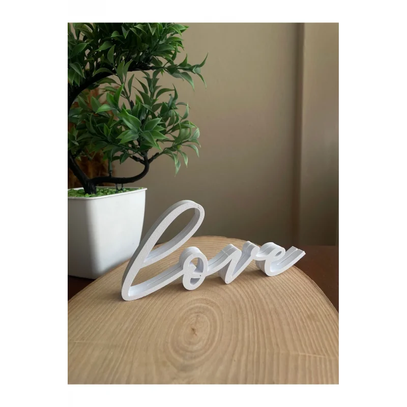 Love Yazılı Fotoğraf Tutucu Çerçeve Beyaz