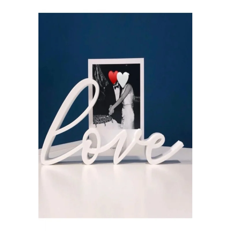 Love Yazılı Fotoğraf Tutucu Çerçeve Beyaz