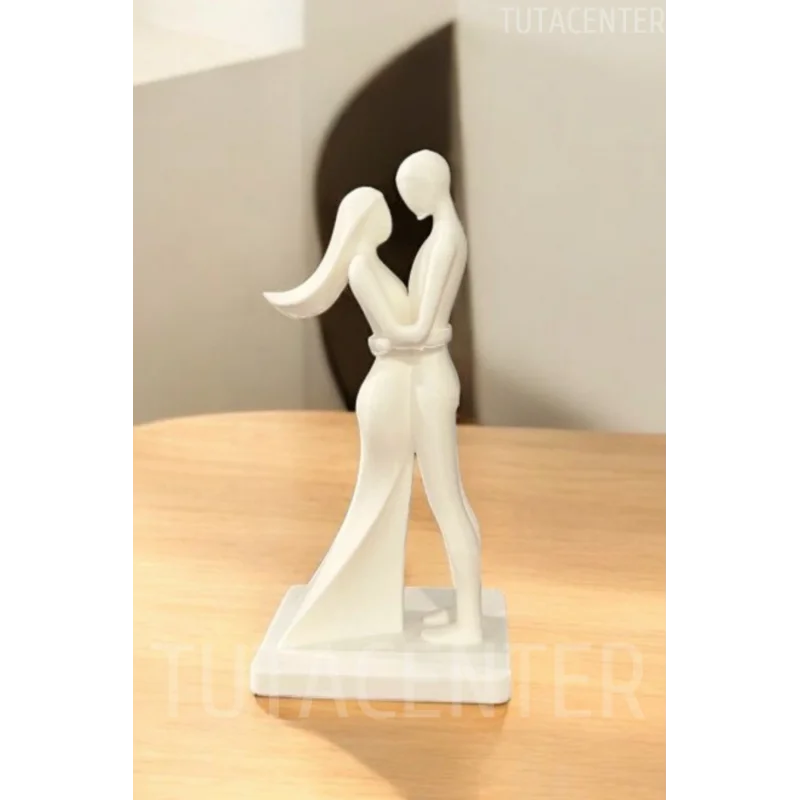 Aşık Çift Figürü Biblo, Dekoratif Sarılan Çift Aksesuar, Sevgililer Günü Hediyesi 10cm