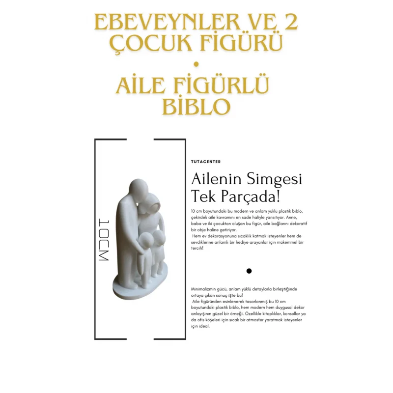 Ebeveynler ve 2 Çocuk Figürü, Aile Figürlü Biblo 10CM ( Dekoratif Anne ve Baba, 2 Çocuk Biblo )