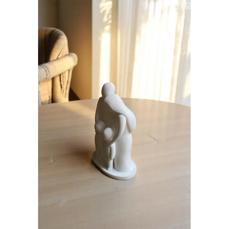 Ebeveynler ve 2 Çocuk Figürü, Aile Figürlü Biblo 10CM ( Dekoratif Anne ve Baba, 2 Çocuk Biblo )