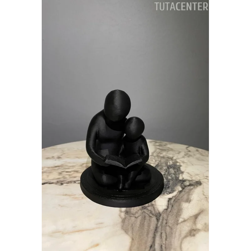 Baba Ve Çocuk Birlikte Kitap Okumak Dekoratif Biblo Baba Sevgisi Figür