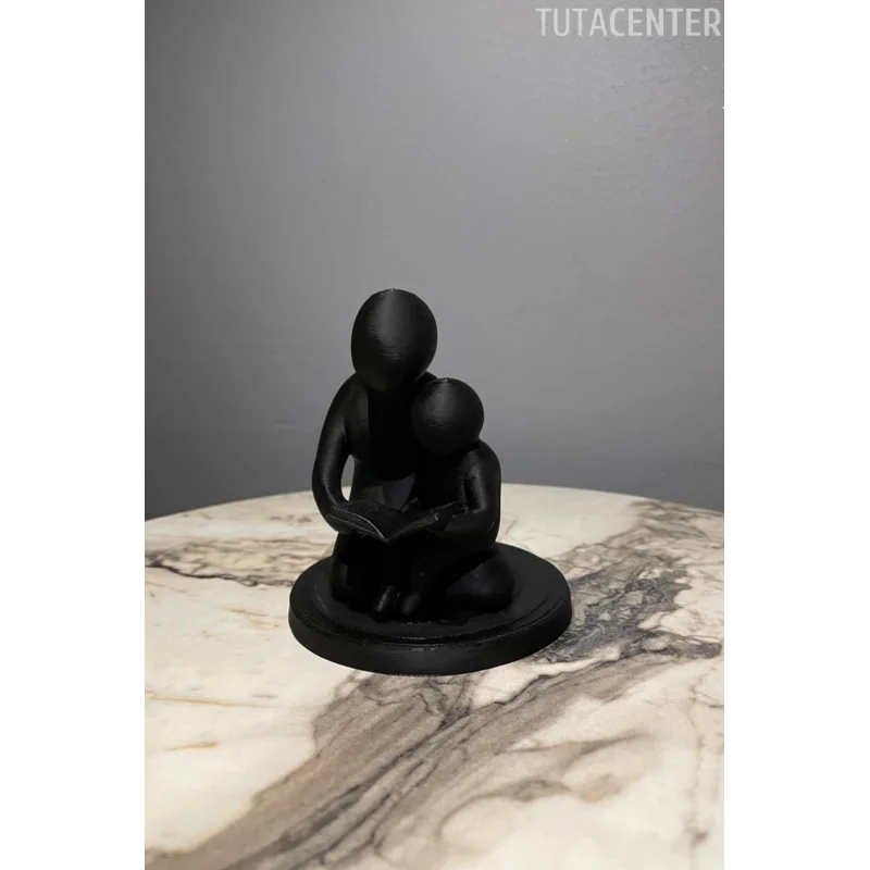 Baba Ve Çocuk Birlikte Kitap Okumak Dekoratif Biblo Baba Sevgisi Figür