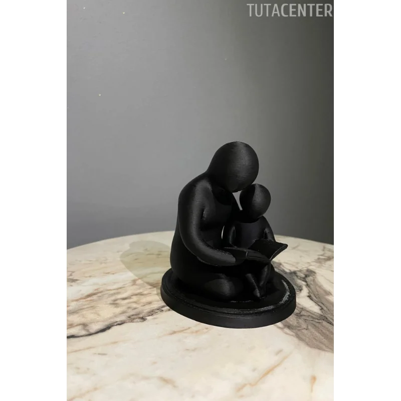 Baba Ve Çocuk Birlikte Kitap Okumak Dekoratif Biblo Baba Sevgisi Figür