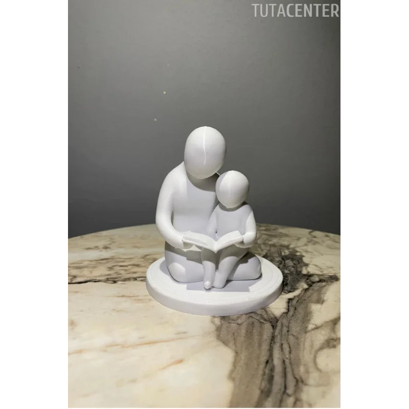 Baba Ve Çocuk Birlikte Kitap Okumak Dekoratif Biblo Baba Sevgisi Figür