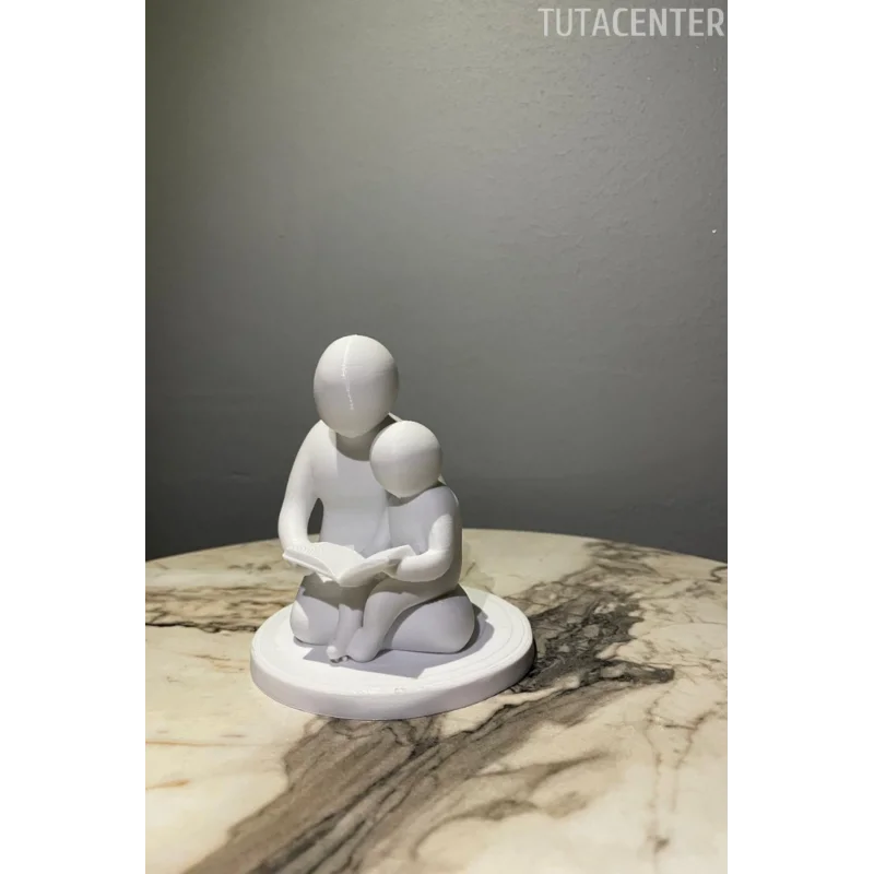 Baba Ve Çocuk Birlikte Kitap Okumak Dekoratif Biblo Baba Sevgisi Figür