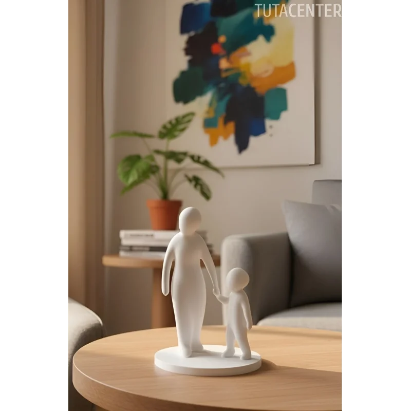 Anne Ve Çocuk Ilk Adımlar Dekoratif Biblo Yürümeye Başlayan Çocuk Biblo ( Anneler Günü Hediyesi )