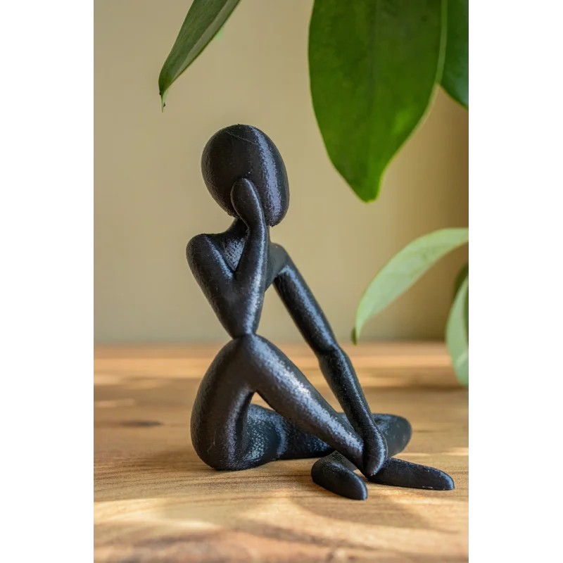 DÜŞÜNCELİ İSKANDİNAV BİBLO HEYKEL SİYAH PLASTİK