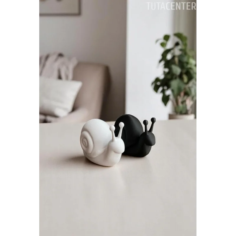 Minimal Dekoratif Salyangoz Biblo Seti - 2li Plastik Figür 10 cm