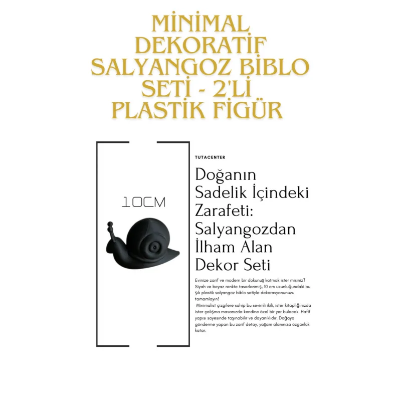 Minimal Dekoratif Salyangoz Biblo Seti - 2li Plastik Figür 10 cm