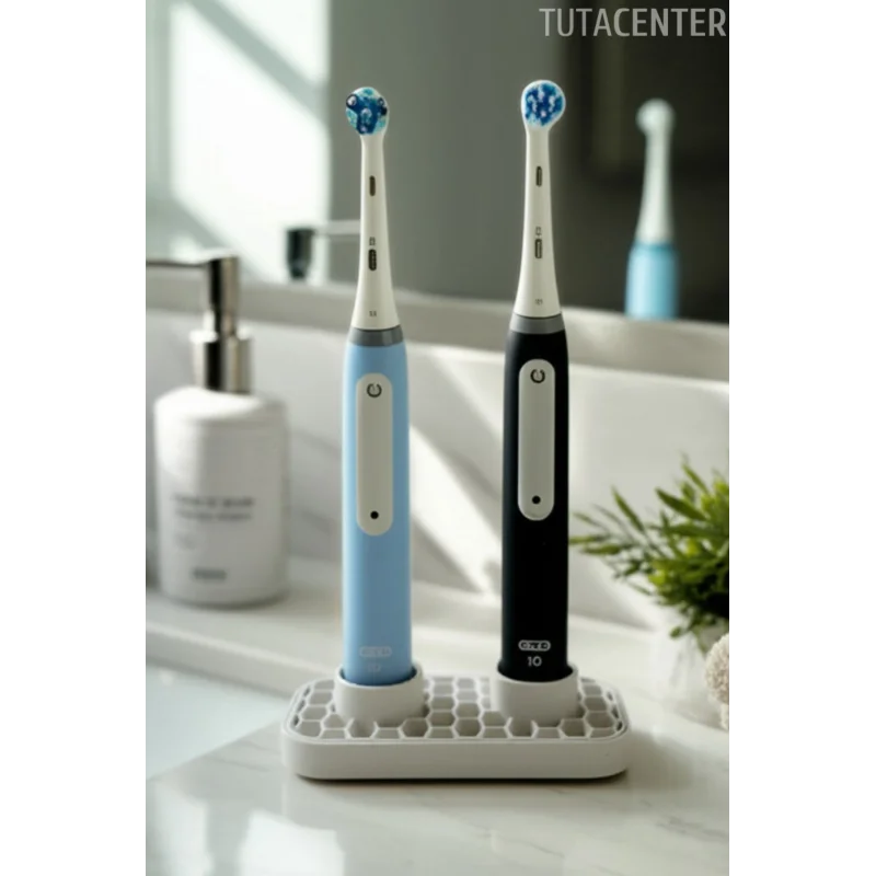 Tahliyeli Elektrikli Diş Fırçası Tutucu (Şarjlı Diş Fırçası Tutucu Stand 2 Bölmeli)