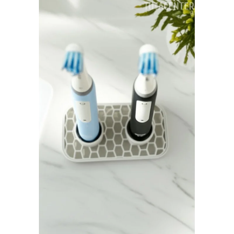 Tahliyeli Elektrikli Diş Fırçası Tutucu (Şarjlı Diş Fırçası Tutucu Stand 2 Bölmeli)