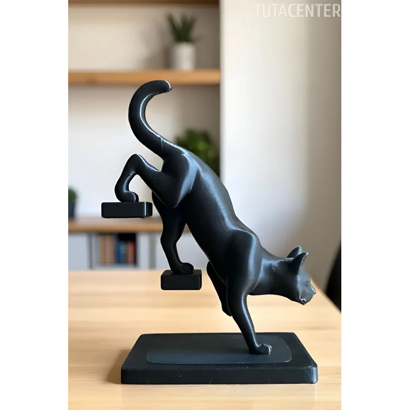 SİNSİ KEDİ BİBLO, DEKORATİF MERDİVENDEN İNEN KEDİ FİGÜRÜ, HAYVAN BİBLO