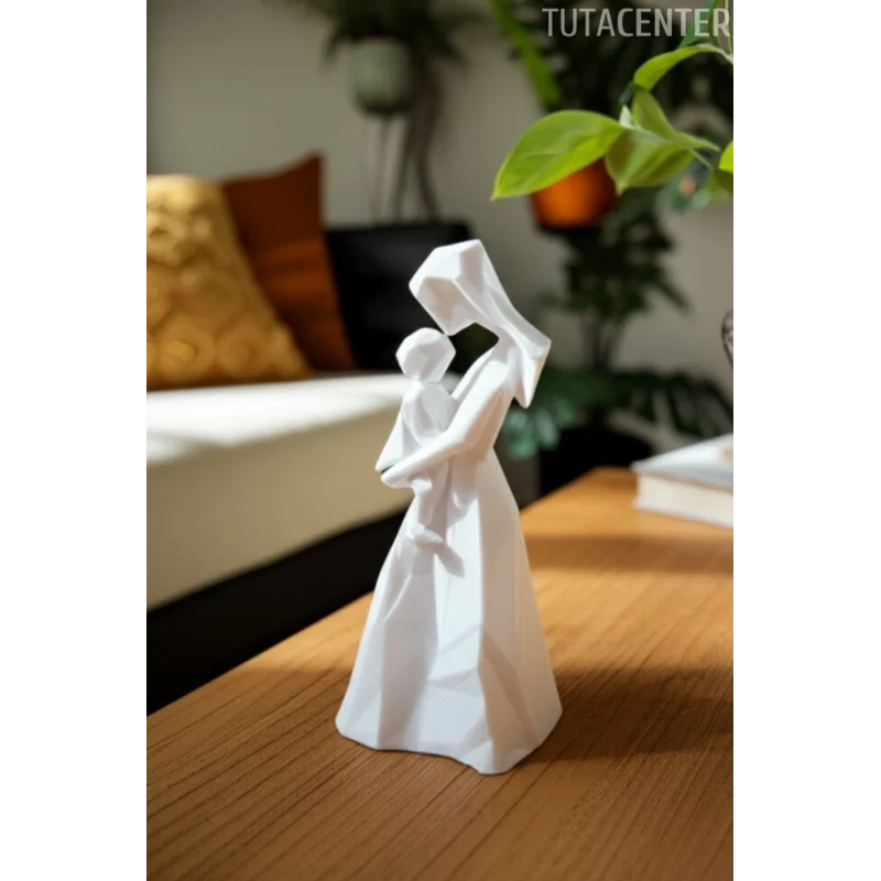 Kalpten Kalbe Anne ve Çocuk Figürü (Modern Anne & Çocuk Biblo)