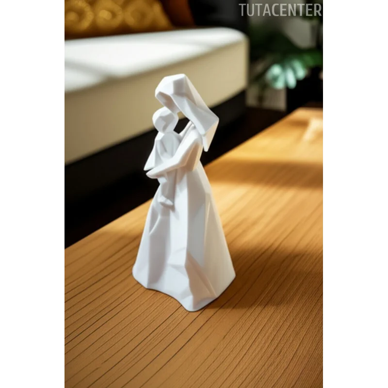 Kalpten Kalbe Anne ve Çocuk Figürü (Modern Anne & Çocuk Biblo)