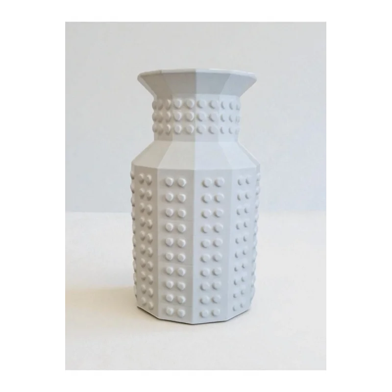 Blok Çiçek Buketi Uyumlu Dekoratif Beyaz Vazo, Modern Tasarım (ÇİÇEKLER DAHİL DEĞİLDİR)