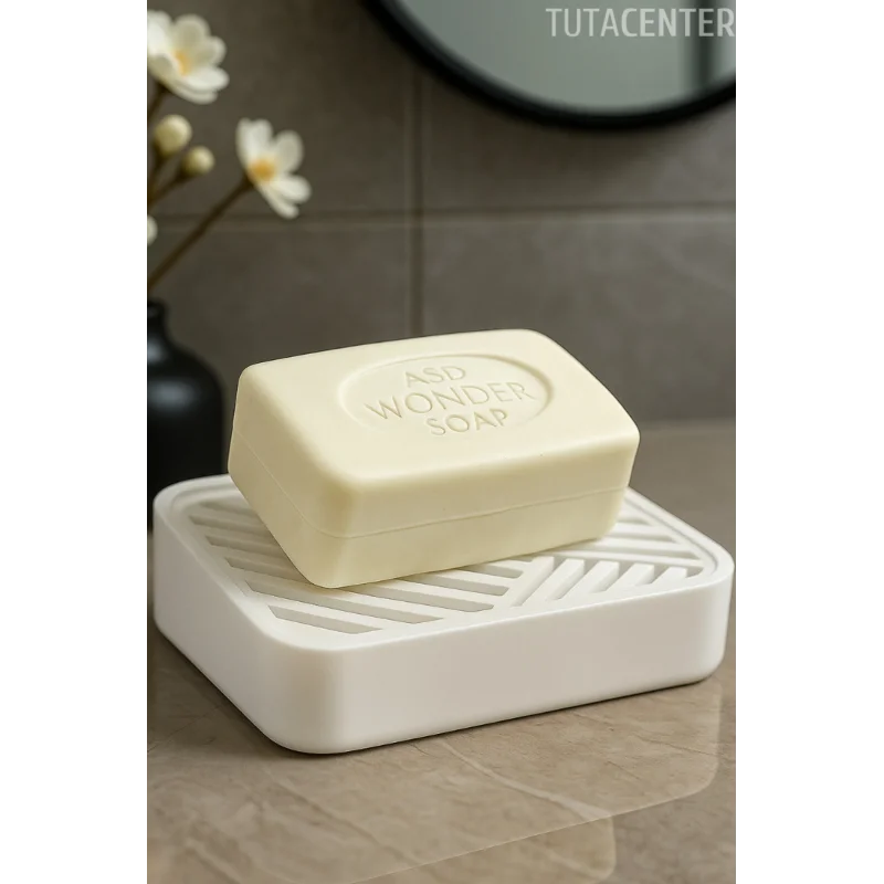 Modern Tahliyeli Sabunluk Plastik Sabunluk Beyaz