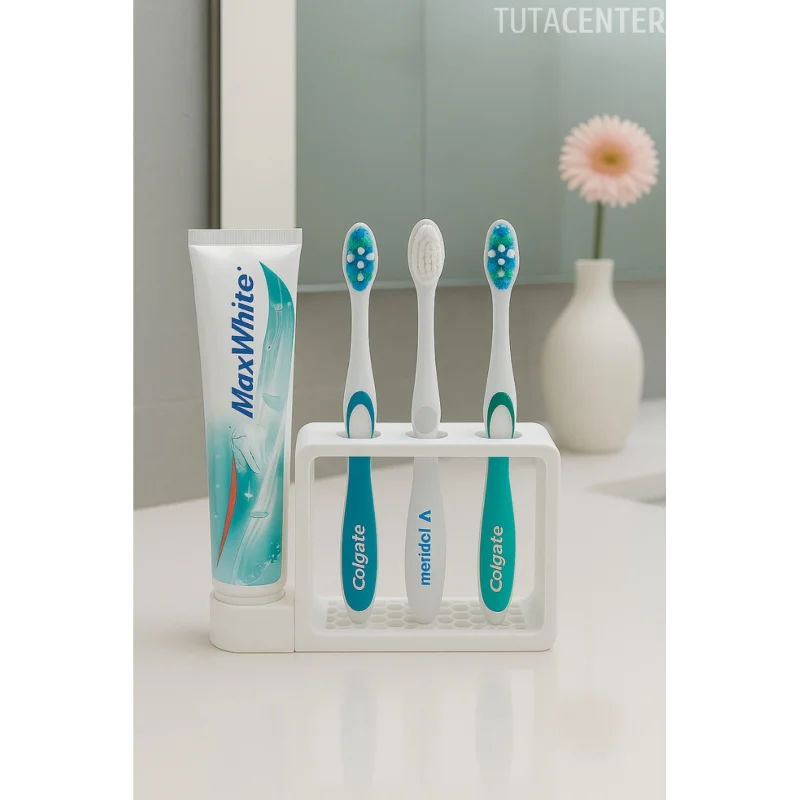 Diş Fırçalık Standı Lavabo Üstü (3 Fırçalık) (1 Macunluk)