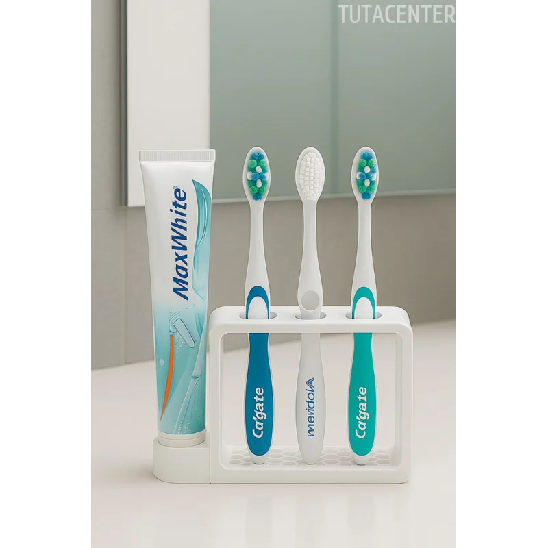 Diş Fırçalık Standı Lavabo Üstü (3 Fırçalık) (1 Macunluk)