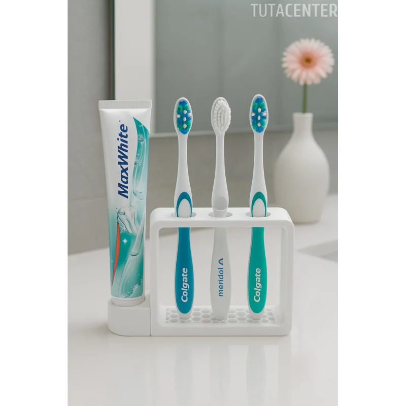 Diş Fırçalık Standı Lavabo Üstü (3 Fırçalık) (1 Macunluk)