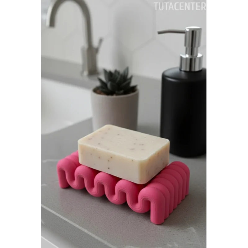 Dalga Formlu Su Tutmayan Sabunluk – Modern ve Şık Plastik Sabunluk