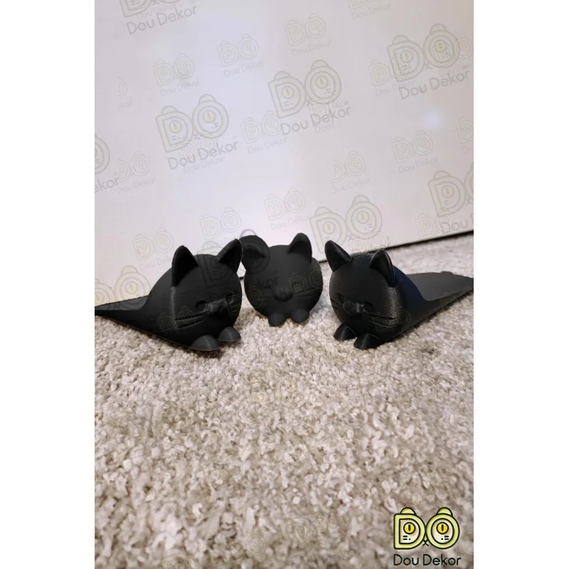Kedi Kapı Stoper 3lü Set  | Şirin, Güvenilir ve İşlevsel Kapı  Tutucu  | 3 Adet Siyah
