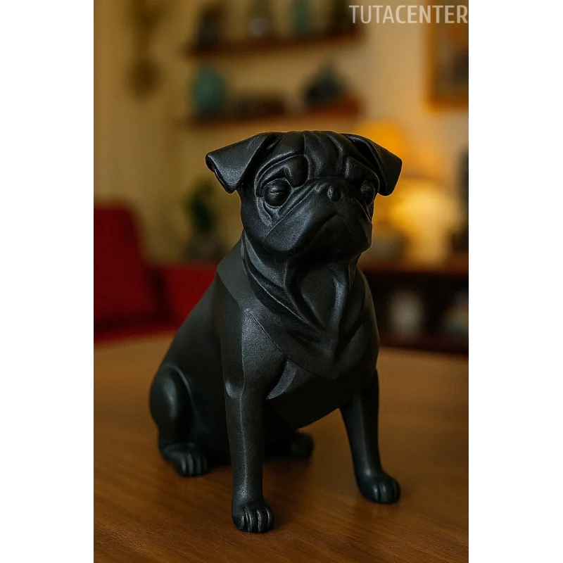 Pug Köpek Dekoratif Biblo - (Siyah Renk) 20CM - PLASTİK Premium Biblo Modeli