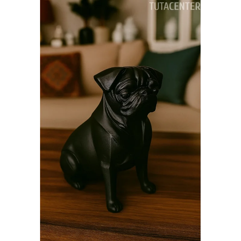 Pug Köpek Dekoratif Biblo - (Siyah Renk) 20CM - PLASTİK Premium Biblo Modeli