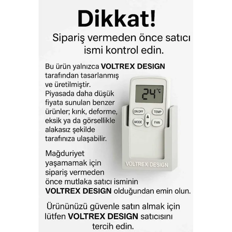 Voltrex Klima İçin Uzaktan Kumanda Duvara Montaj Aparatı Tutucusu