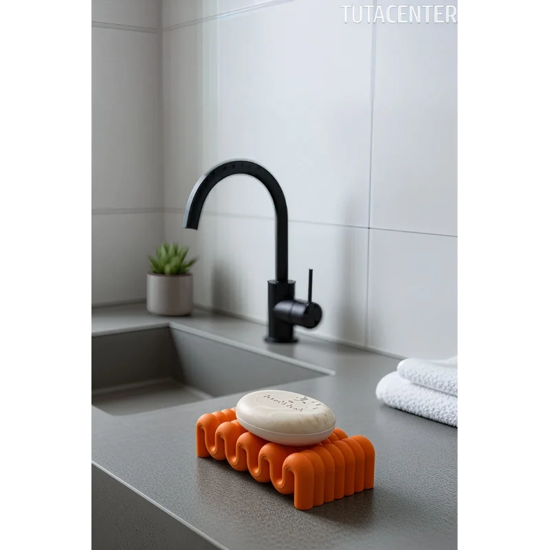 Dalga Formlu Su Tutmayan Sabunluk – Modern ve Şık Plastik Sabunluk