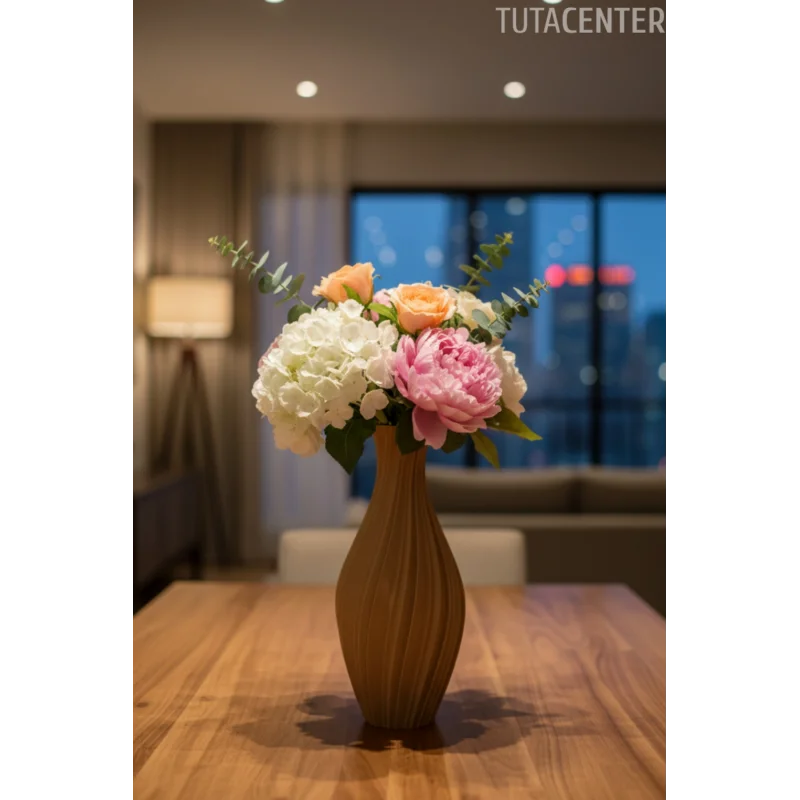 Burgum Brown Vazo 20cm ( Modern ve Şık Görünüm Plasti Vazo )