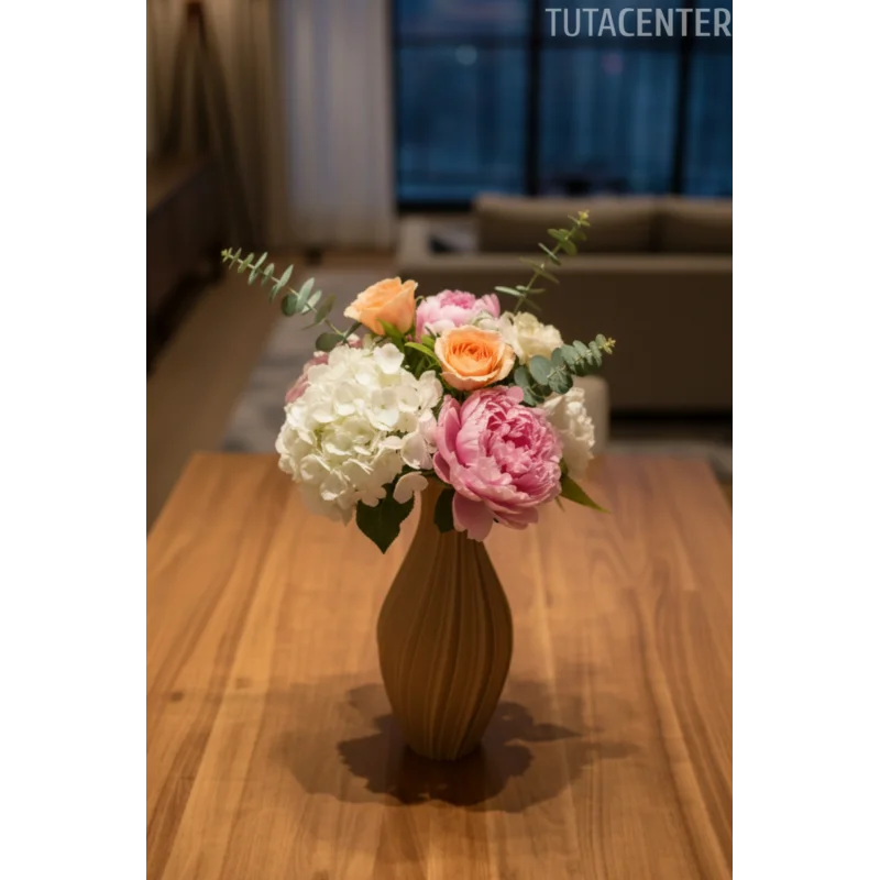 Burgum Brown Vazo 20cm ( Modern ve Şık Görünüm Plasti Vazo )