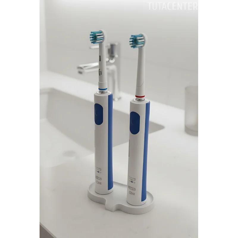 Şarjlı Diş Fırçası Standı - 2 Yuvalı, Tahliyeli Diş Fırçalık - Modern Diş Fırçalık