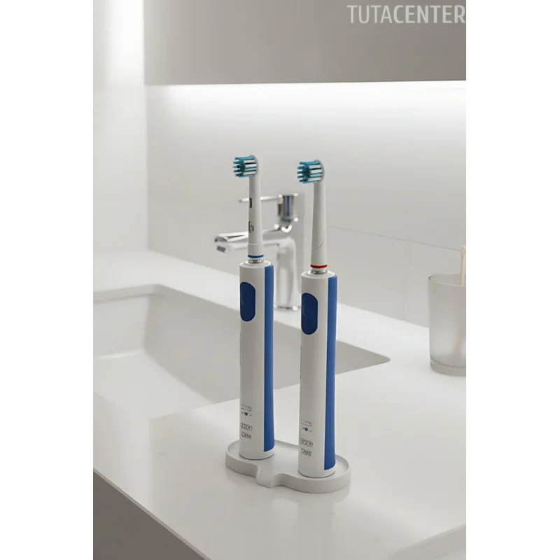 Şarjlı Diş Fırçası Standı - 2 Yuvalı, Tahliyeli Diş Fırçalık - Modern Diş Fırçalık