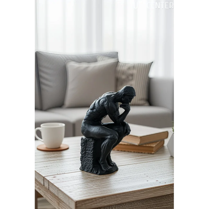 Modern Düşünen Adam Biblo 15 cm Plastik Heykel Figür Ev Ofis Dekoru
