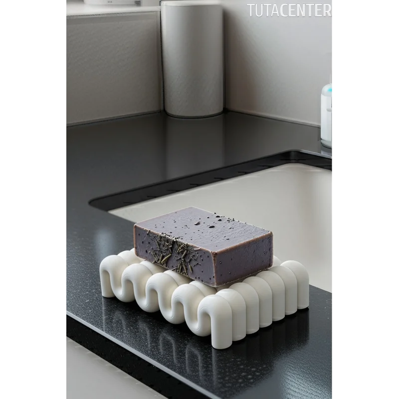 Dalga Formlu Su Tutmayan Sabunluk – Modern ve Şık Plastik Sabunluk