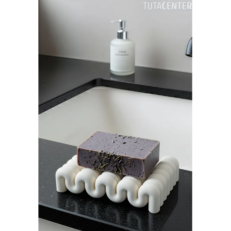 Dalga Formlu Su Tutmayan Sabunluk – Modern ve Şık Plastik Sabunluk