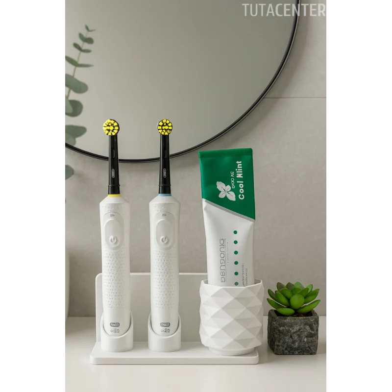 Şarjlı Ve Pilli Diş Fırçalık Tutucu Stand Beyaz (Tüm Modellere Uyumlu)